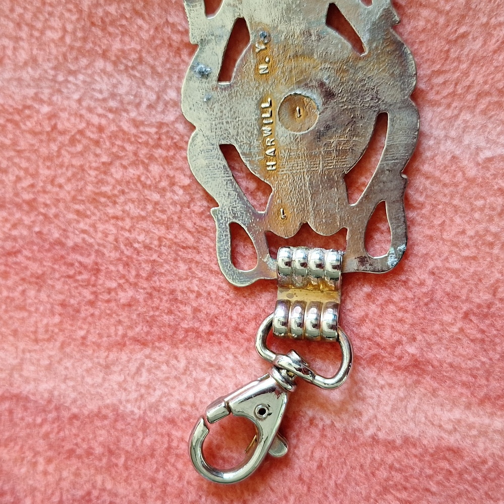 🦁Harwill NY rare lion vintage metal belt with clip and chain - Picture 5 of 15